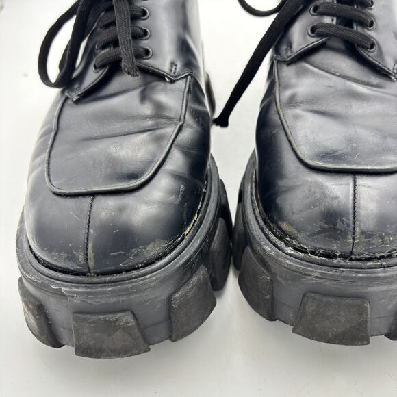 Prada Monolith Brushed Leather Lace Up Thick Sole Shoes Men\'s 41 US 8